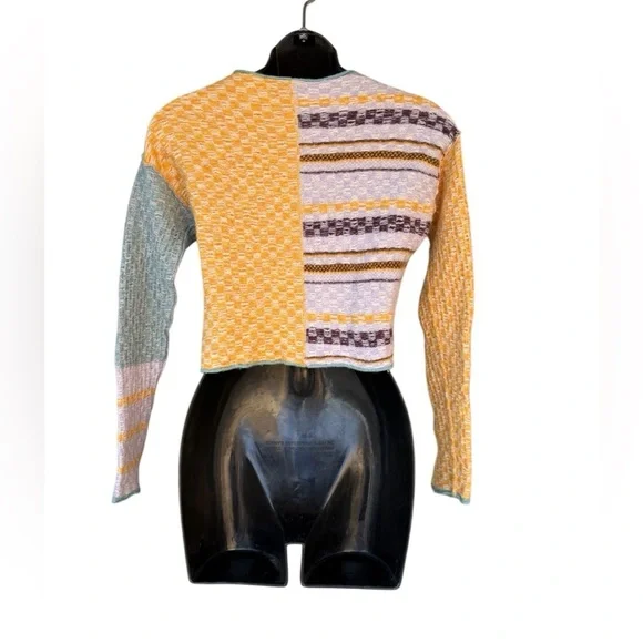 Free People women’s multicolor Ready Set Go Cardigan cropped sweater sz XS used - Picture 6 of 11